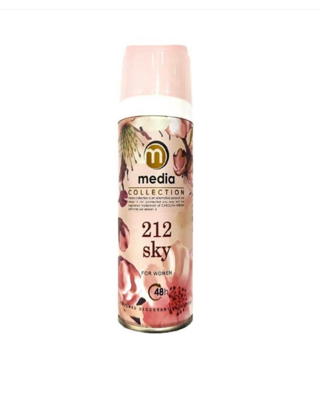 اسپری بدن زنانه مدیا طرح جدید مدل Sky 212 حجم ۲۰۰ میلیلیتر